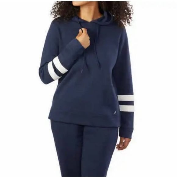 NAUTICA Ladies Fleece Lined Pullover Sweater‎ Hoodie Navy Color Size XL - Picture 2 of 12